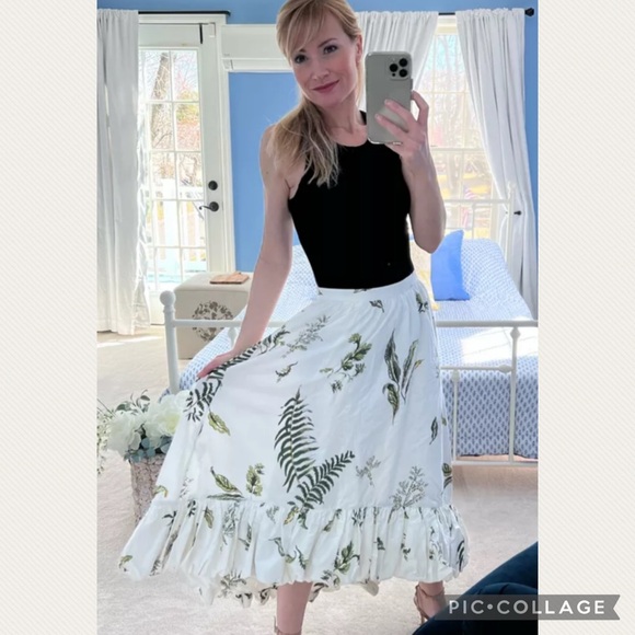 :Price Firm: Anthropologie High-Low Bubble Skirt in Green Pattern - Picture 12 of 12